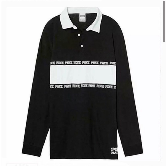 PINK Victoria's Secret Tops - NWT PINK Rugby Logo Collared Shirt MEDIUM Retails $50